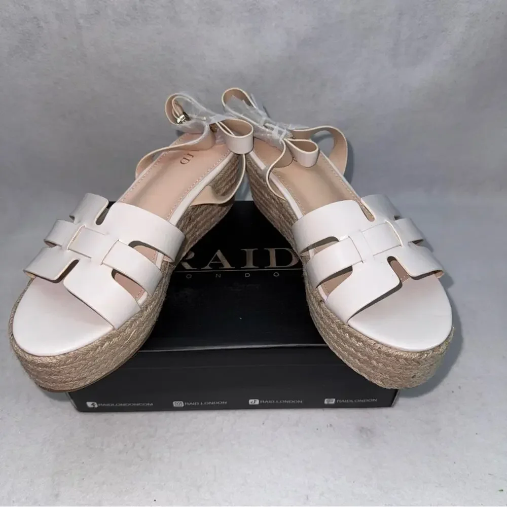 NIB Women’s RAID Harlene Plaftorm Espadrille Sandals 3” Heel White size 10 Wide